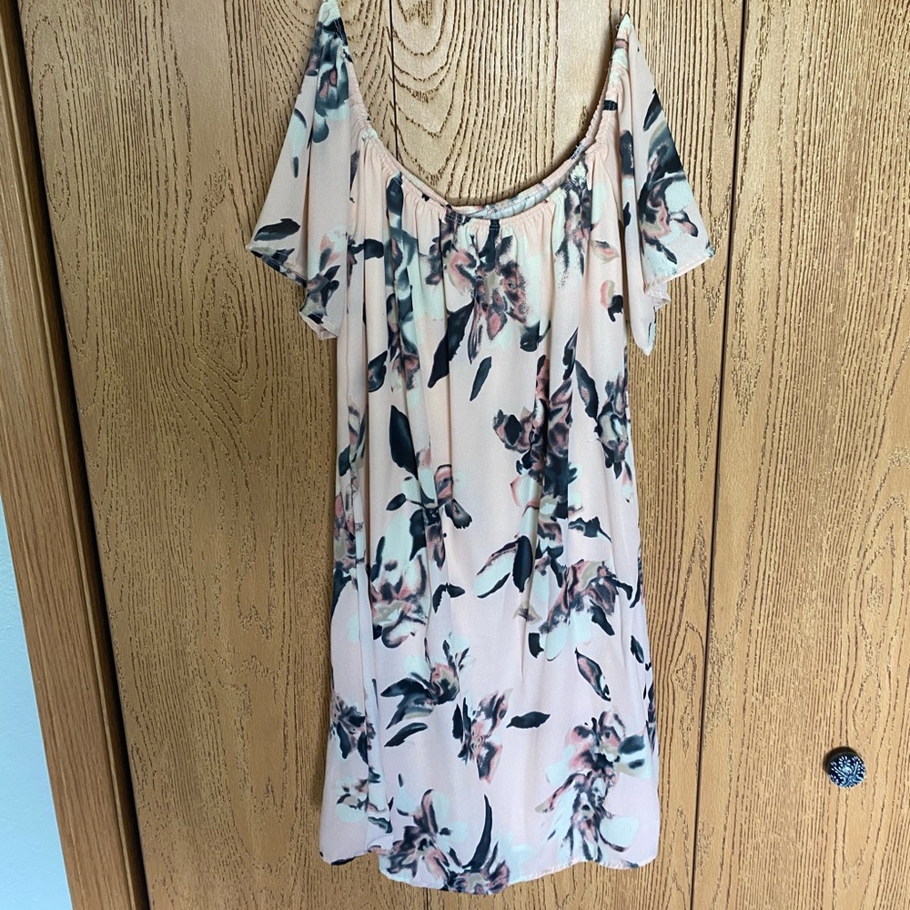 Pink Floral Off the Shoulder Dress